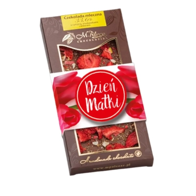 Czekolada mleczna 33,6% z cytryną, truskawkami i imbirem na Dzień Matki 80g