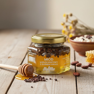 MIÓD WIELOKWIATOWY Z ZIARNEM KAKAO 105g