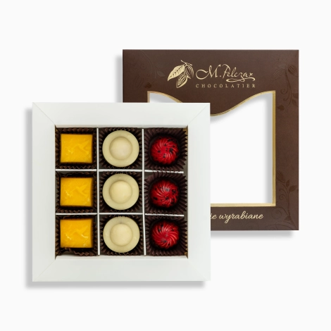 Zestaw pralin - marakuja, słony karmel, malina - 9 szt.