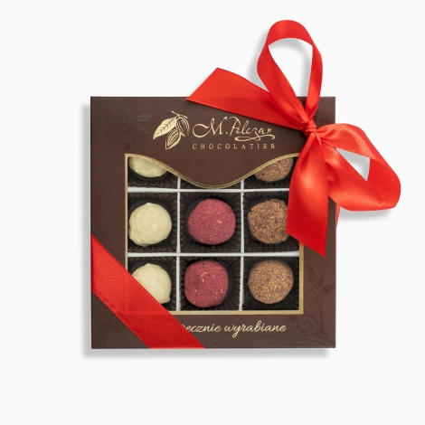 Zestaw trufli - brandy, Marc de Champagne, rum-śliwka - 9 szt.