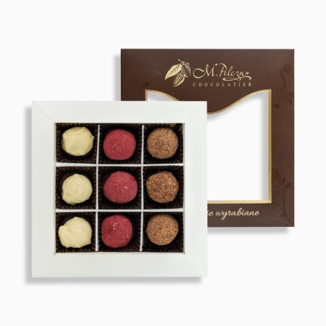 Zestaw trufli - brandy, Marc de Champagne, rum-śliwka - 9 szt.