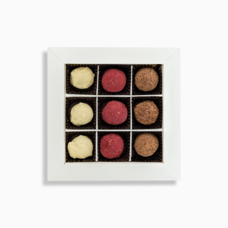 Zestaw trufli - brandy, Marc de Champagne, rum-śliwka - 9 szt.