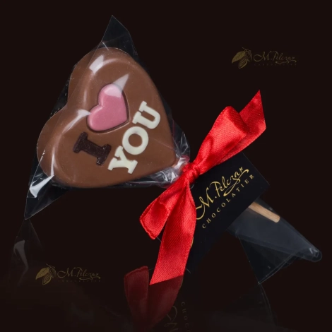 Lizak Serce I love You z mlecznej czekolady 25g