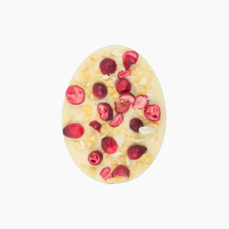 Jajko z białej czekolady 25,9% z pomarańczą i żurawiną