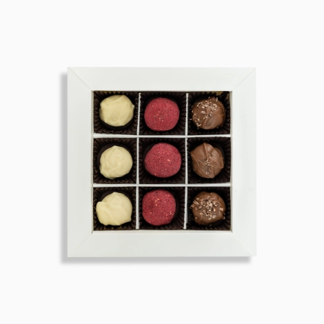 Zestaw trufli - brandy, karmelowe, Marc de Champagne - 9 szt.