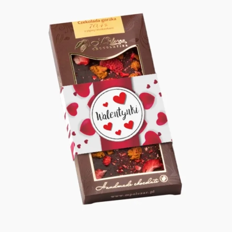 Czekolada gorzka 70,4% z pigwą i truskawkami