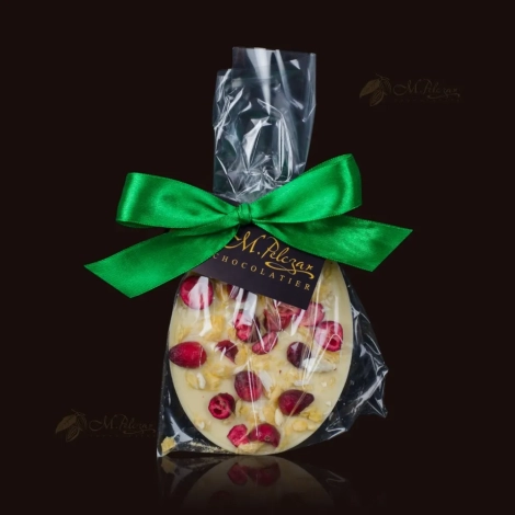 Jajko z białej czekolady 25,9% z pomarańczą i żurawiną