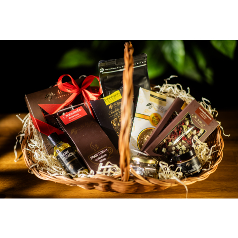 Zestaw prezentowy czekolady świata w wiklinowym koszu